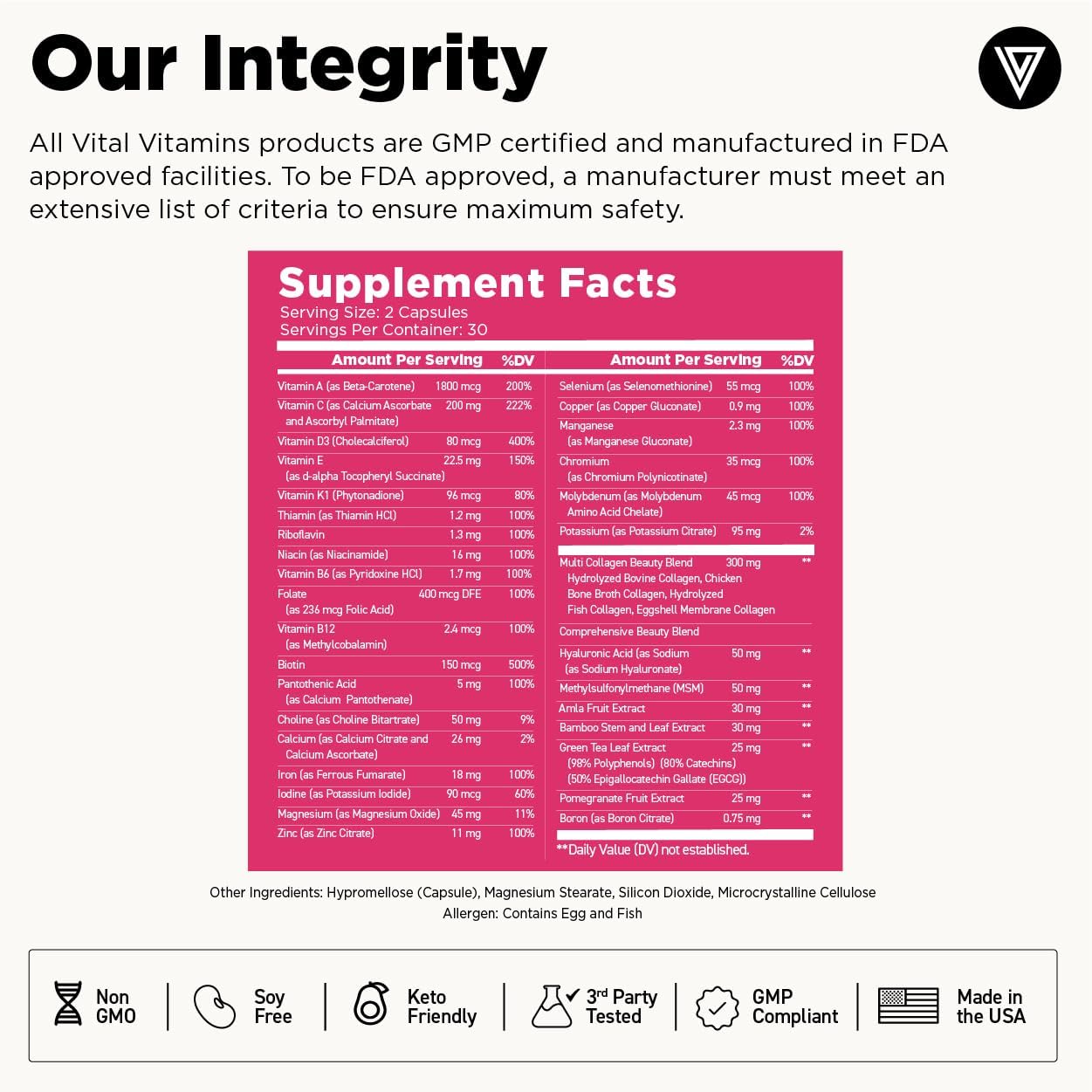 Women's Vital Vitamins Multi Collagen Capsules with Multivitamin Complex - Essential Nutrients for Women's Health