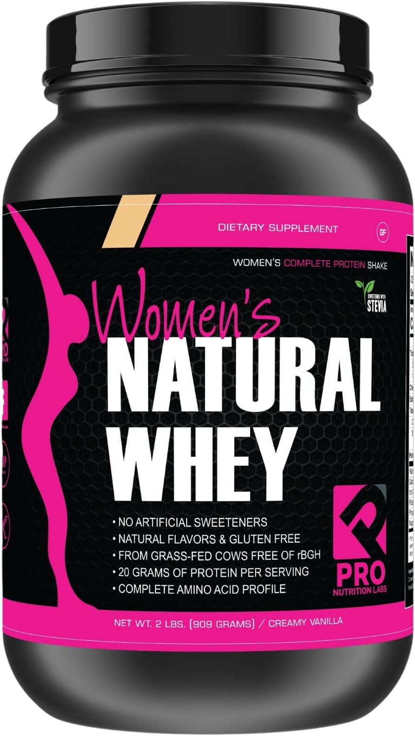 Women's Whey Protein Powder - Vanilla, Low Carb, Gluten-Free, Grass-Fed, Supports Weight Loss - Natural Stevia Sweetened Shake, 20g Protein - 2lb Creamy Vanilla Flavor