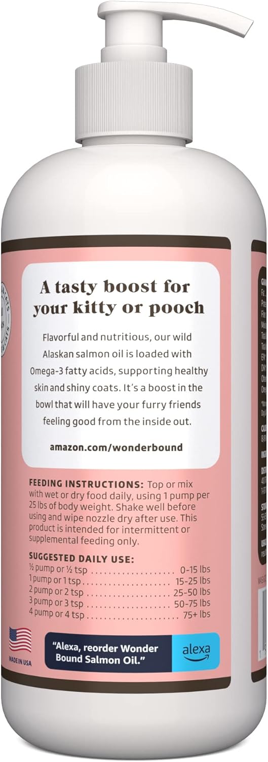 Wonder Bound Wild Alaskan Salmon Oil for Pets, 16 fl oz - Omega-3 Supplement for Dogs and Cats