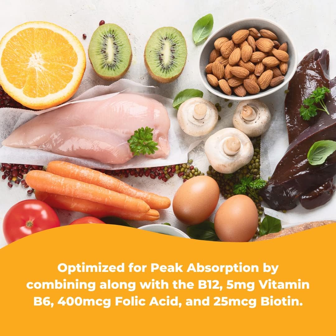 Wonder Laboratories Methylcobalamin B12, B6, Folic Acid, Biotin Sublingual Tablets - 250 Count - 1000mcg B12, 5mg B6, 400mcg Folic Acid, 25mcg Biotin