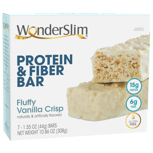 WonderSlim Protein and Fiber Bar, Vanilla Crisp - High Protein, High Fiber, Gluten-Free (7 Bars)