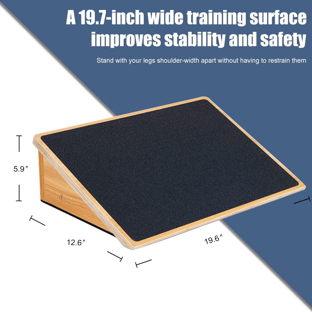 Wooden Slant Board for Knee Over Toe Training, 1000 lb Capacity, Non-Slip Surface - Ideal for Squats, Calf Stretching, Weightlifting & Fitness