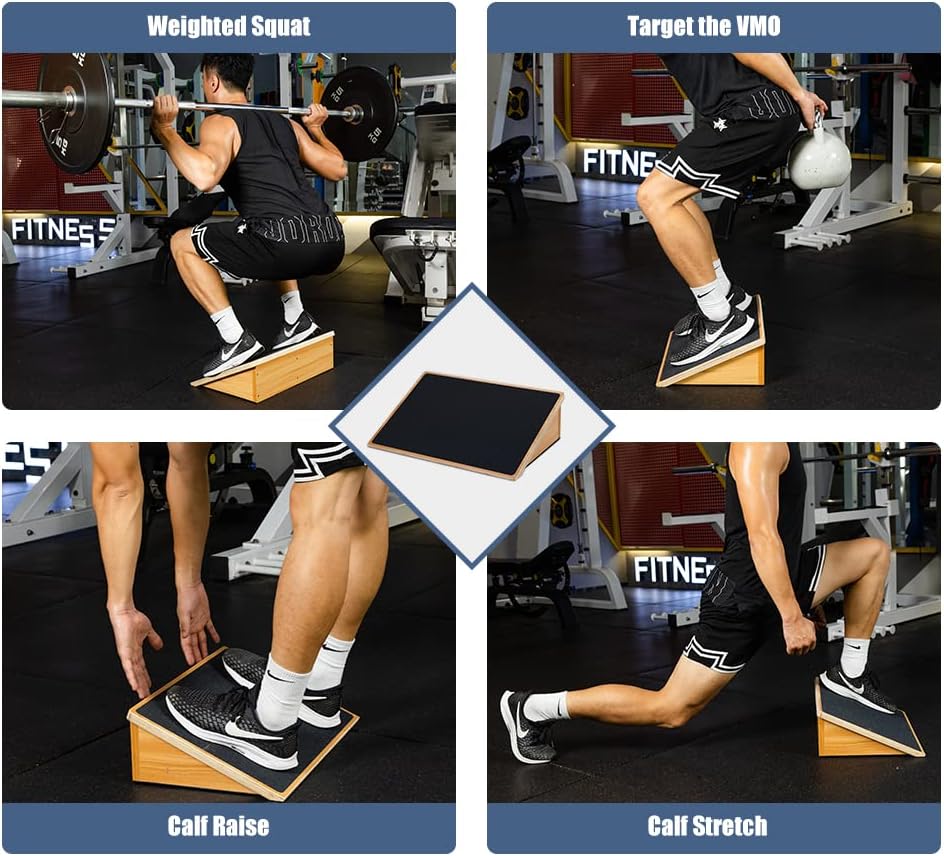 Wooden Slant Board for Knee Over Toe Training, 1000 lb Capacity, Non-Slip Surface - Ideal for Squats, Calf Stretching, Weightlifting & Fitness