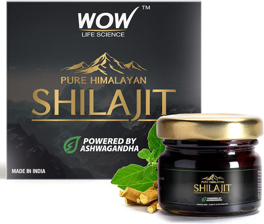 WOW Life Science Pure Himalayan Shilajit/Shilajeet Resin Powered by Ashwagandha - 20g | Guaranteed 75%+ Fulvic Acid | Enhance Strength, Stamina & Immunity | Contains Lab Certificate