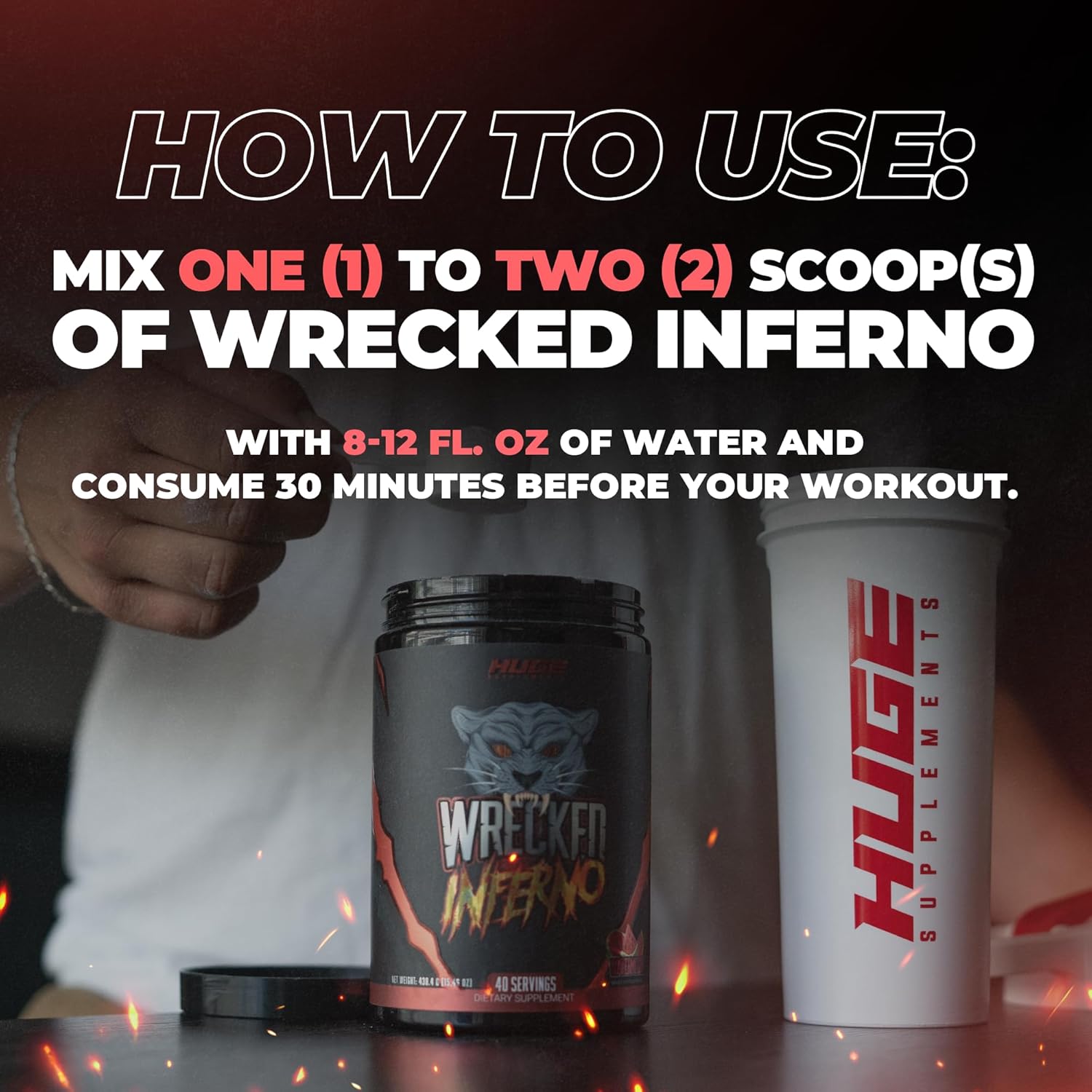 Wrecked Inferno Thermogenic Pre Workout - Energy Boost for Men & Women, Metabolism & Performance Enhancer with L-Citrulline, L-Carnitine, Beta-Alanine