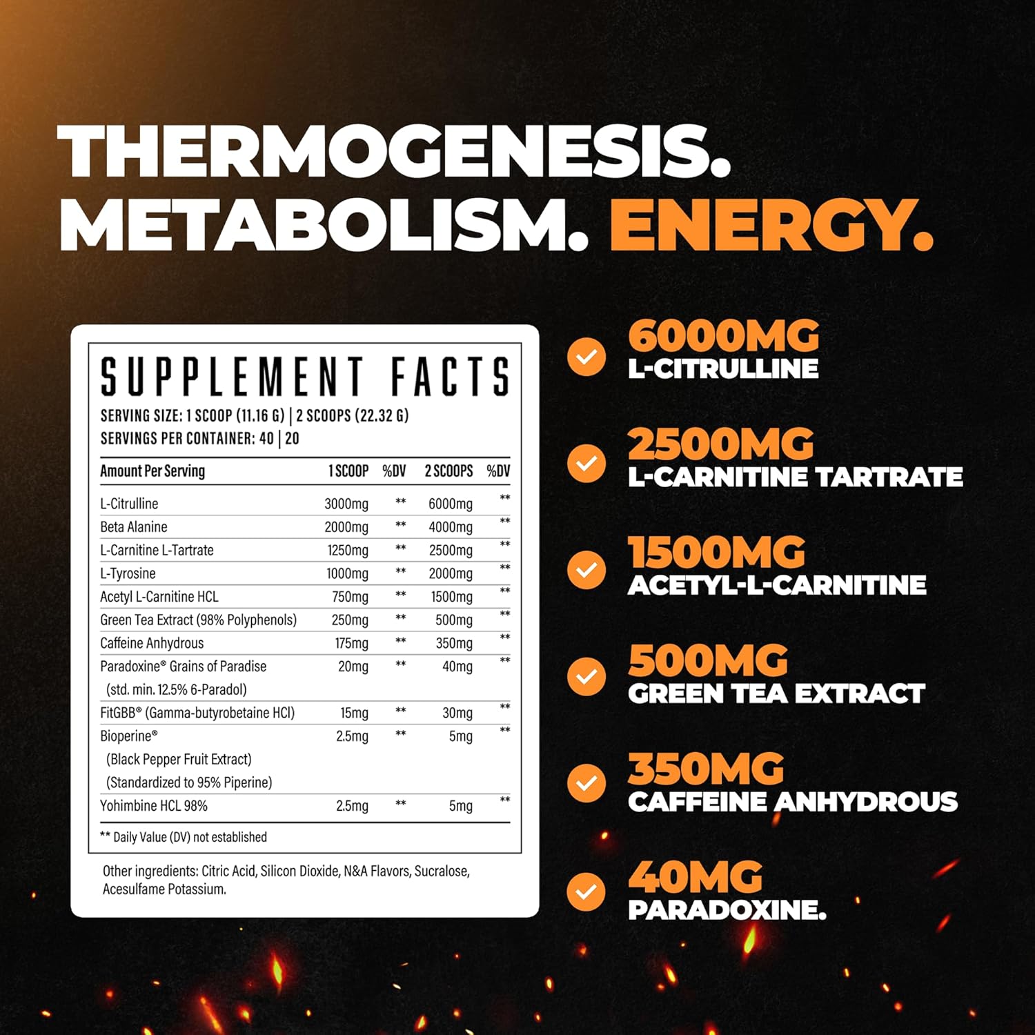 Wrecked Inferno Thermogenic Pre Workout Supplement - Boost Energy, Metabolism, & Performance with L-Citrulline, L-Carnitine, Beta-Alanine & More - For Men & Women
