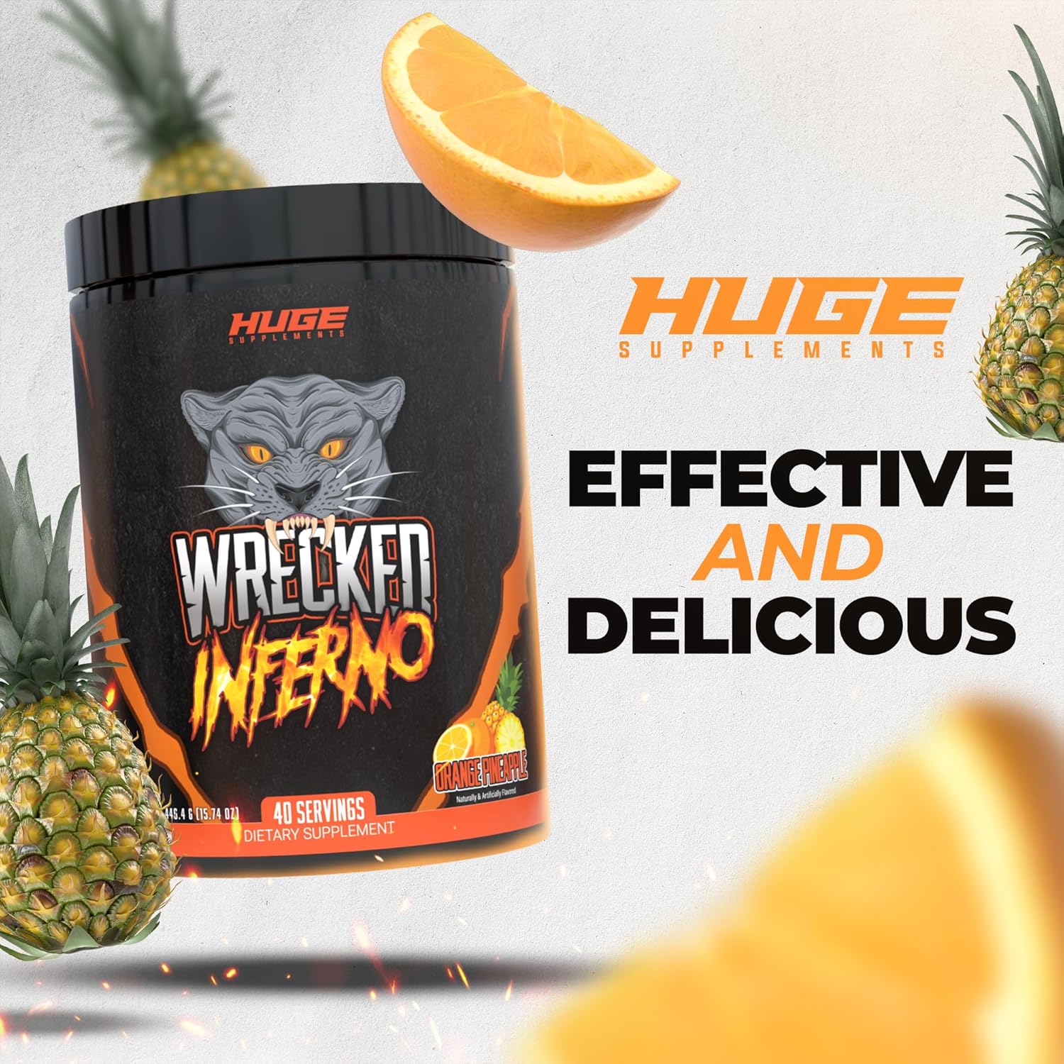 Wrecked Inferno Thermogenic Pre Workout Supplement - Boost Energy, Metabolism, & Performance with L-Citrulline, L-Carnitine, Beta-Alanine & More - For Men & Women