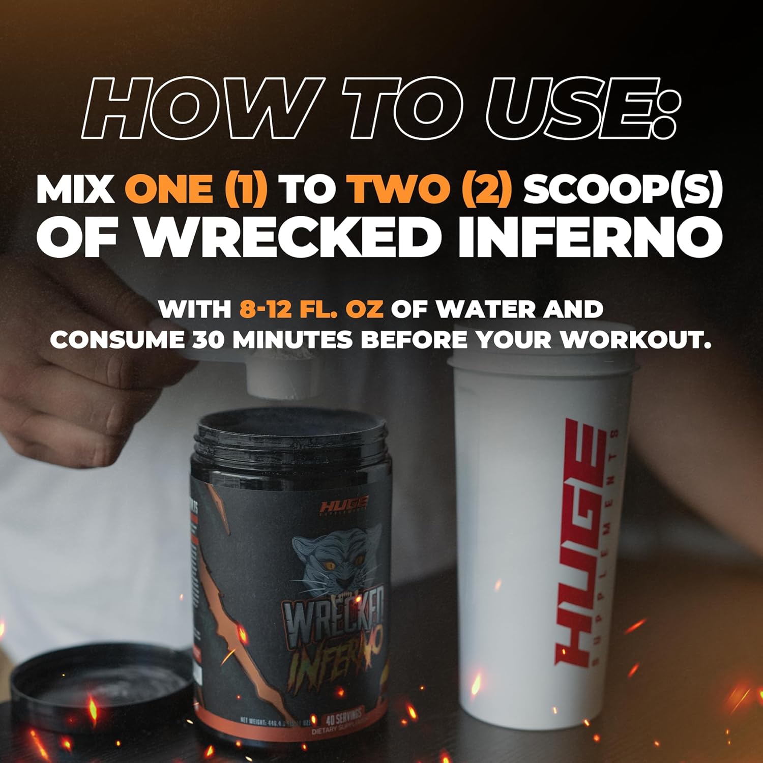 Wrecked Inferno Thermogenic Pre Workout Supplement - Boost Energy, Metabolism, & Performance with L-Citrulline, L-Carnitine, Beta-Alanine & More - For Men & Women