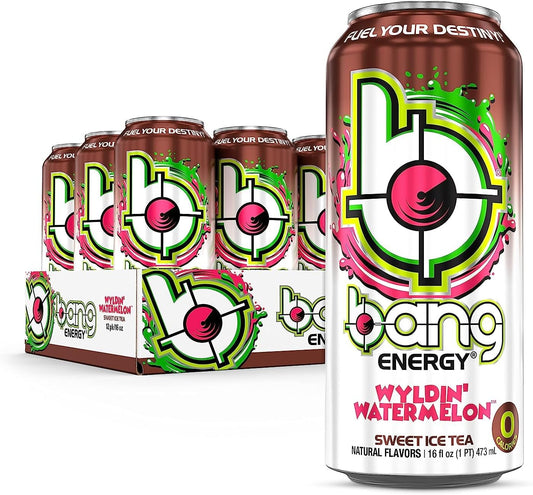 Wyldin' Watermelon Sweet Ice Tea - Powerful Energy & Performance Drink with Creatine, EAA Aminos, and CoQ10 - Sugar-Free and Zero Calories - Pre and Post Workout - (12) Cans