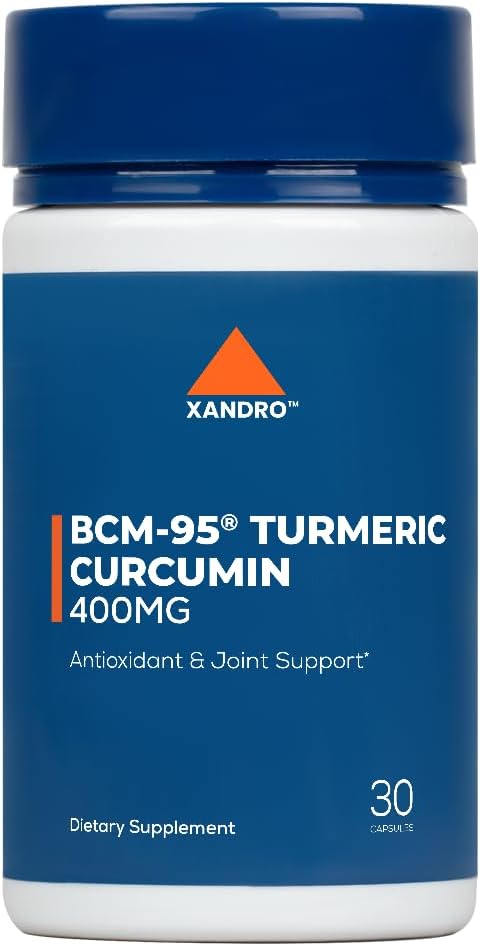 XANDRO BCM-95® Turmeric Curcumin Capsules - 400mg, 30 Count | Antioxidant & Joint Support | Vegan Formula