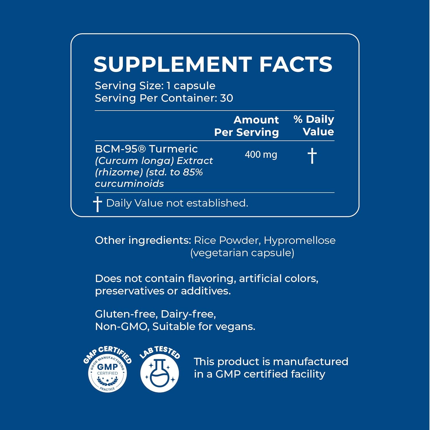 XANDRO BCM-95® Turmeric Curcumin Capsules - 400mg, 30 Count | Antioxidant & Joint Support | Vegan Formula