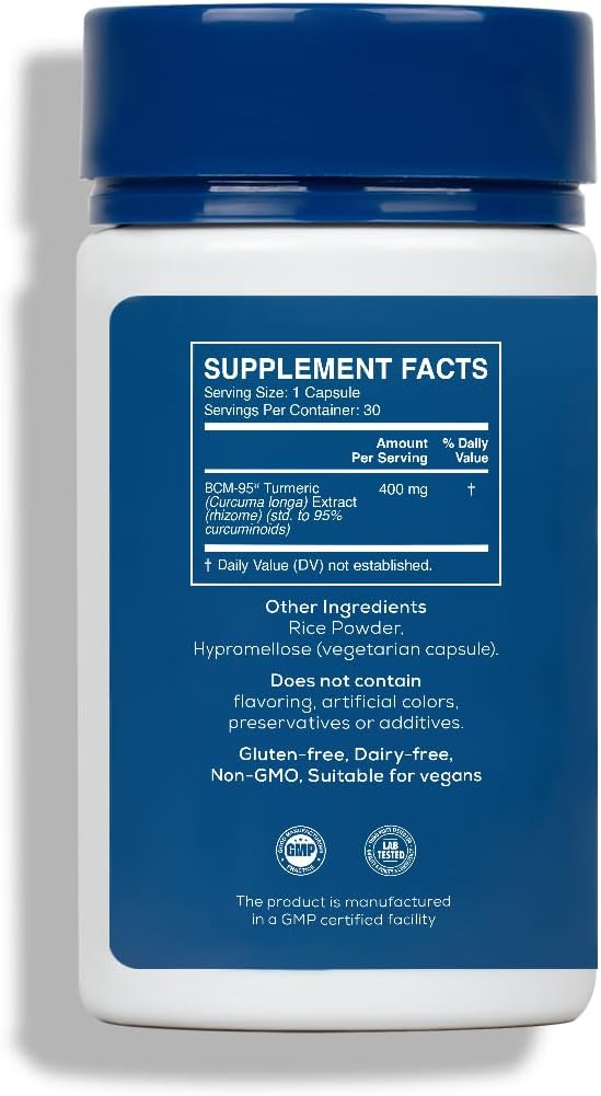 XANDRO BCM-95® Turmeric Curcumin Capsules - 400mg, 30 Count | Antioxidant & Joint Support | Vegan Formula