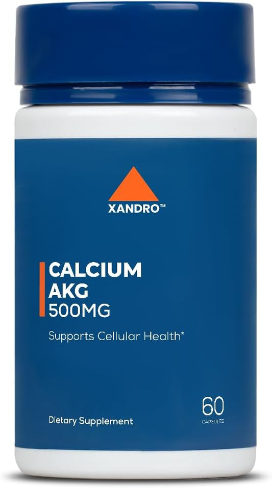 XANDRO Calcium AKG 500 mg Capsules - 60 Vegan Capsules for Cellular Health