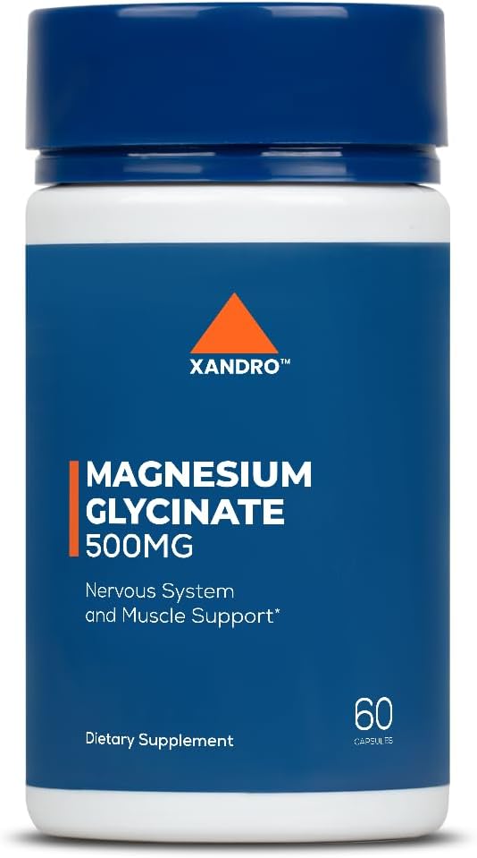 Xandrolab Magnesium Glycinate Capsules 500mg - Sleep and Stress Support - 60 Vegan Capsules