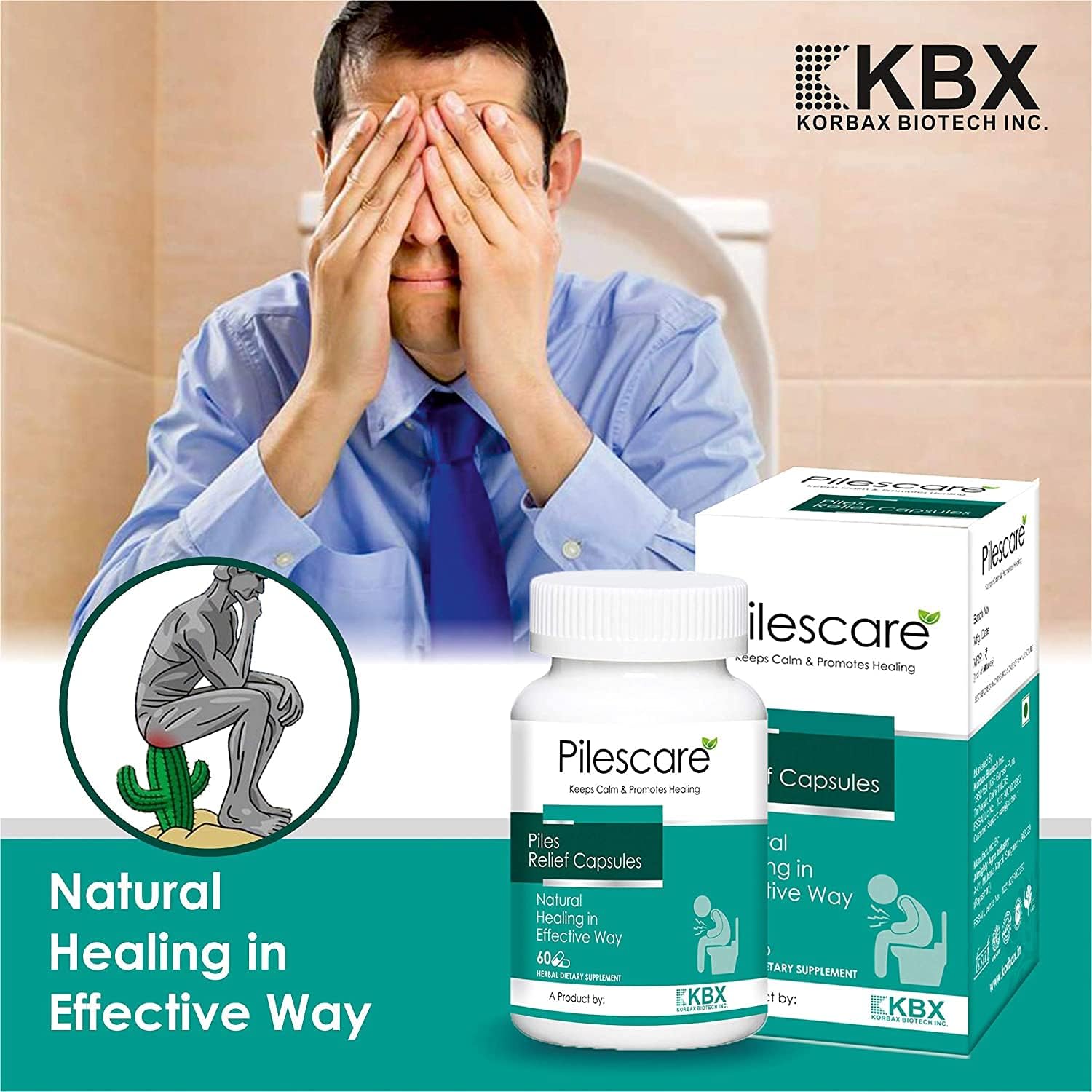 XLO Natural Piles Care Capsules with Herbal Ingredients - 60 Capsules