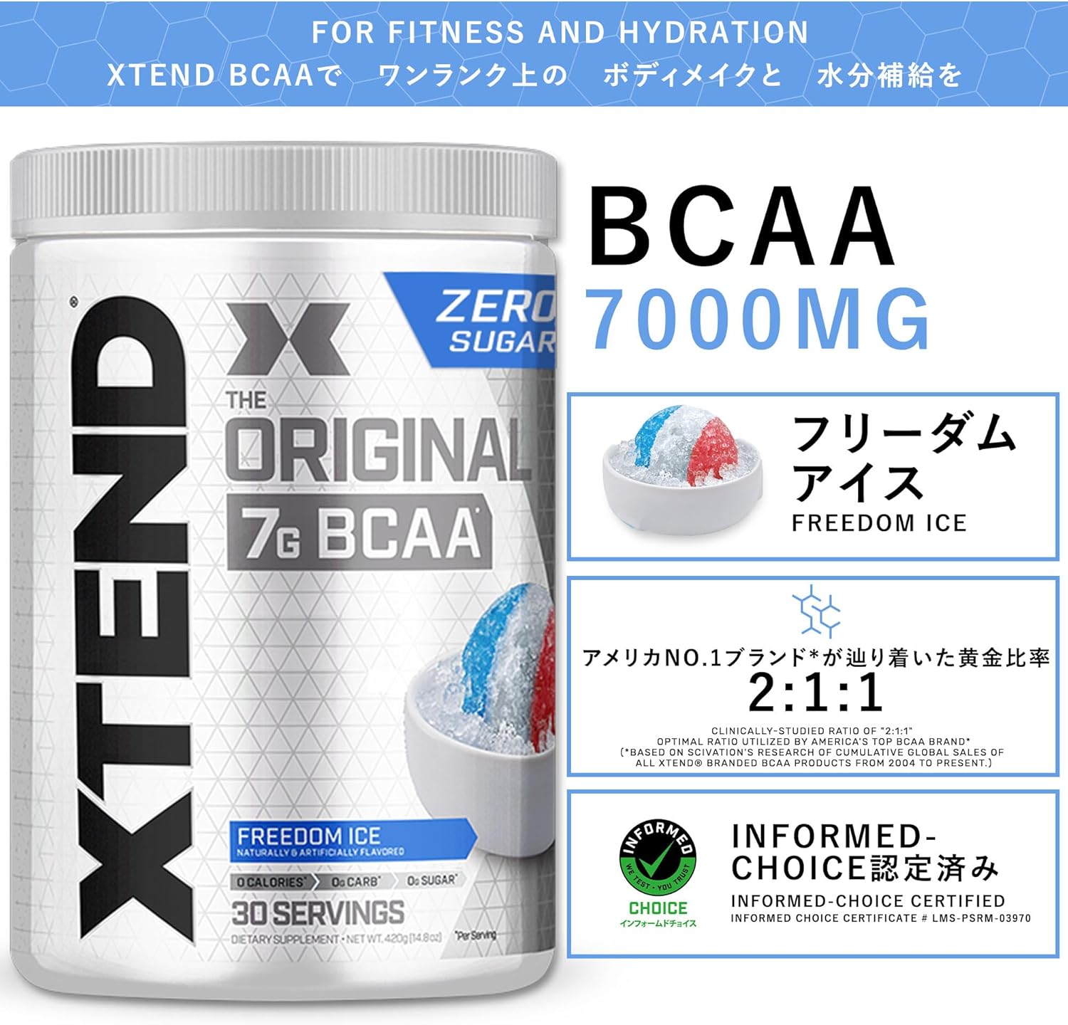 XTEND Original BCAA Powder with 7g BCAA and 2.5g L-Glutamine - Sugar Free Post Workout Drink - Muscle Recovery for Men & Women - 30 Servings
