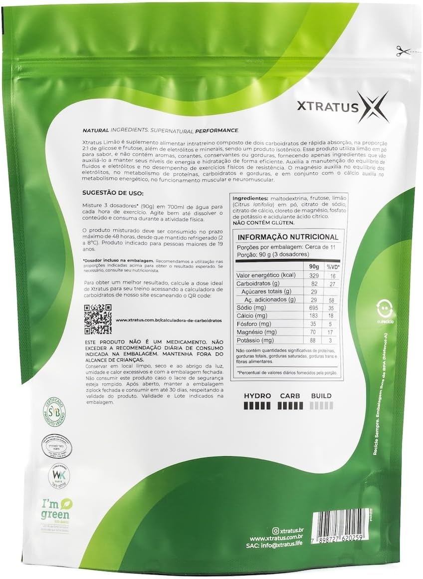 Xtratus Lime Endurance Fluids: Sport Energy Drink Mix with Carbs & Electrolytes, Real Lime, Gut-Friendly, Vegan - 35.27 Oz.