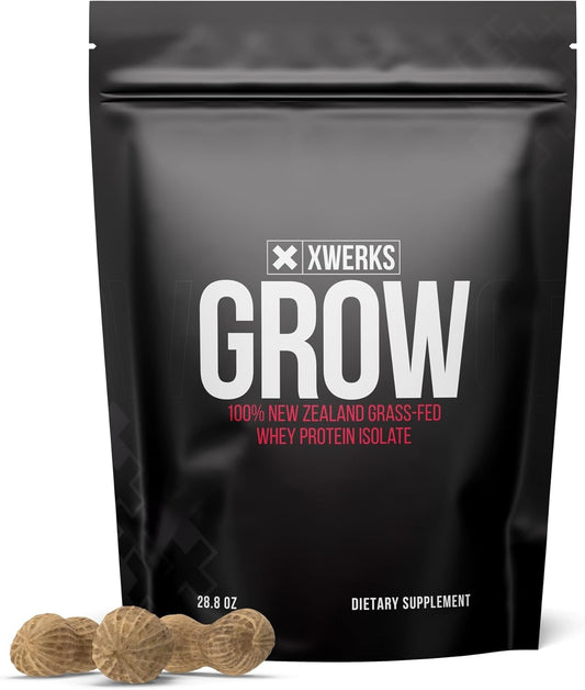 Xwerks Grow Grass-Fed Whey Protein Isolate Powder (30 Servings) - 23g Protein, All-Natural, Paleo & Keto-Friendly - Peanut Butter Flavor