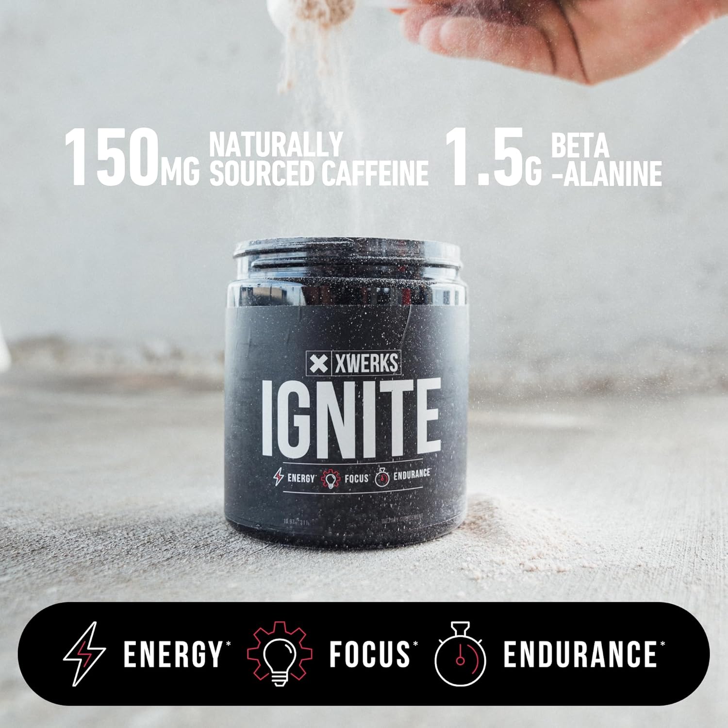 Xwerks Ignite Orange Pre-Workout Powder - Natural Keto Blend with 150mg Caffeine for Explosive Energy and Endurance, Gluten-Free 30 Servings
