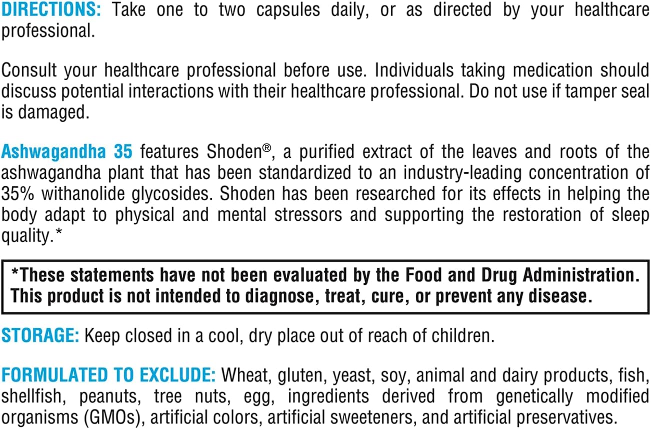 XYMOGEN Ashwagandha 35 Capsules - Patented Extract for Stress Relief and Quality Sleep