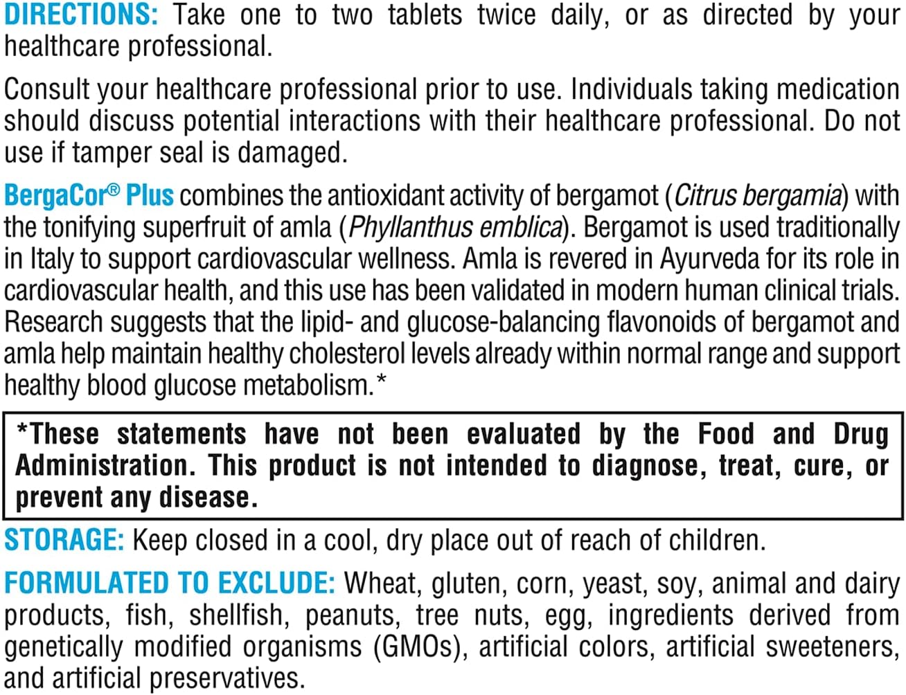 XYMOGEN BergaCor Plus - Bergamot Polyphenol Supplement for Cardiovascular Health and Cholesterol Support (60 Tablets)