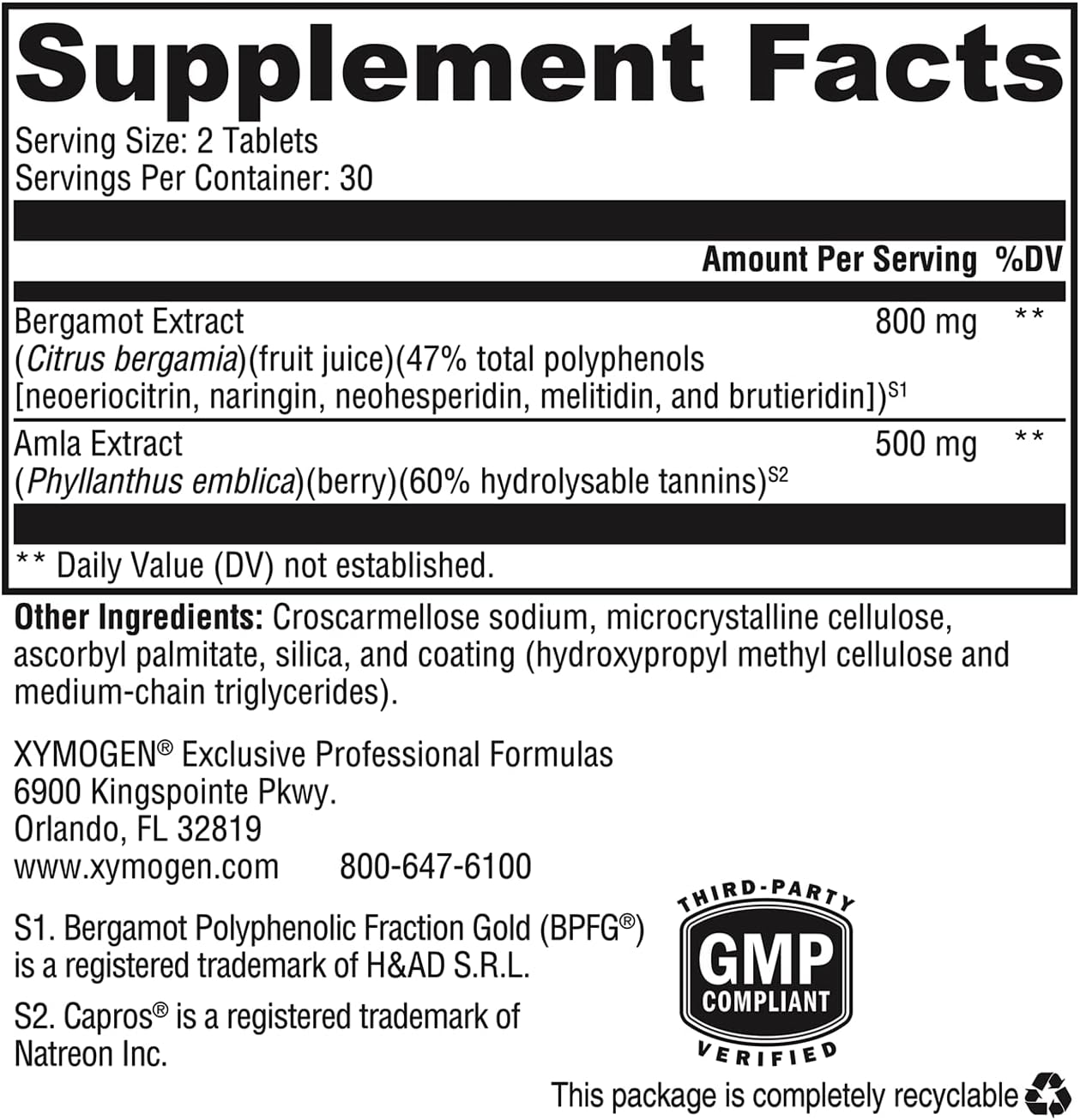 XYMOGEN BergaCor Plus - Bergamot Polyphenol Supplement for Cardiovascular Health and Cholesterol Support (60 Tablets)