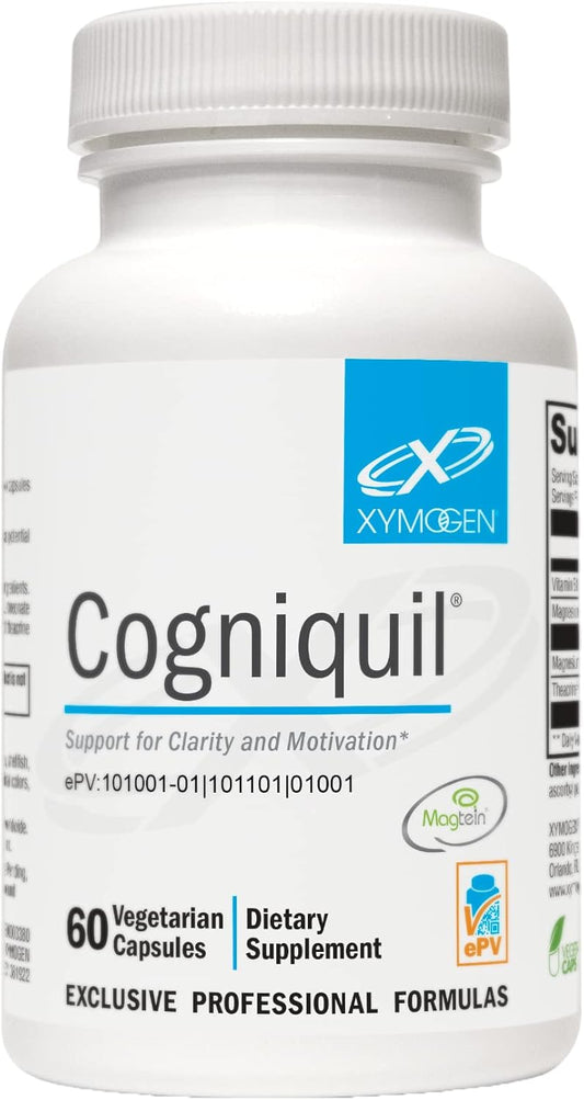 XYMOGEN Cogniquil - Cognitive Support with Magnesium L-Threonate, Theacrine, and Vitamin B12 (60 Capsules)