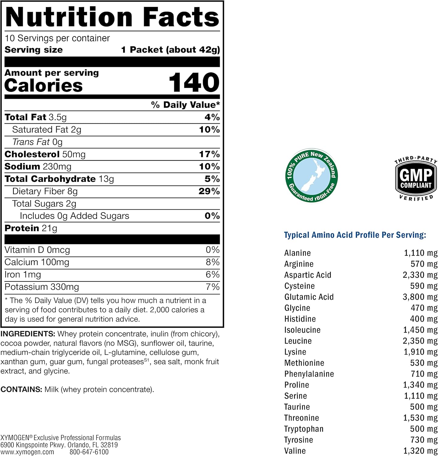 XYMOGEN FIT Food Lean Whey BioActive Protein Powder - No Sugar or Stevia - Natural Immunoglobulins - Supports Body Composition, Immune Health, Workouts - Chocolate (10 Pack)