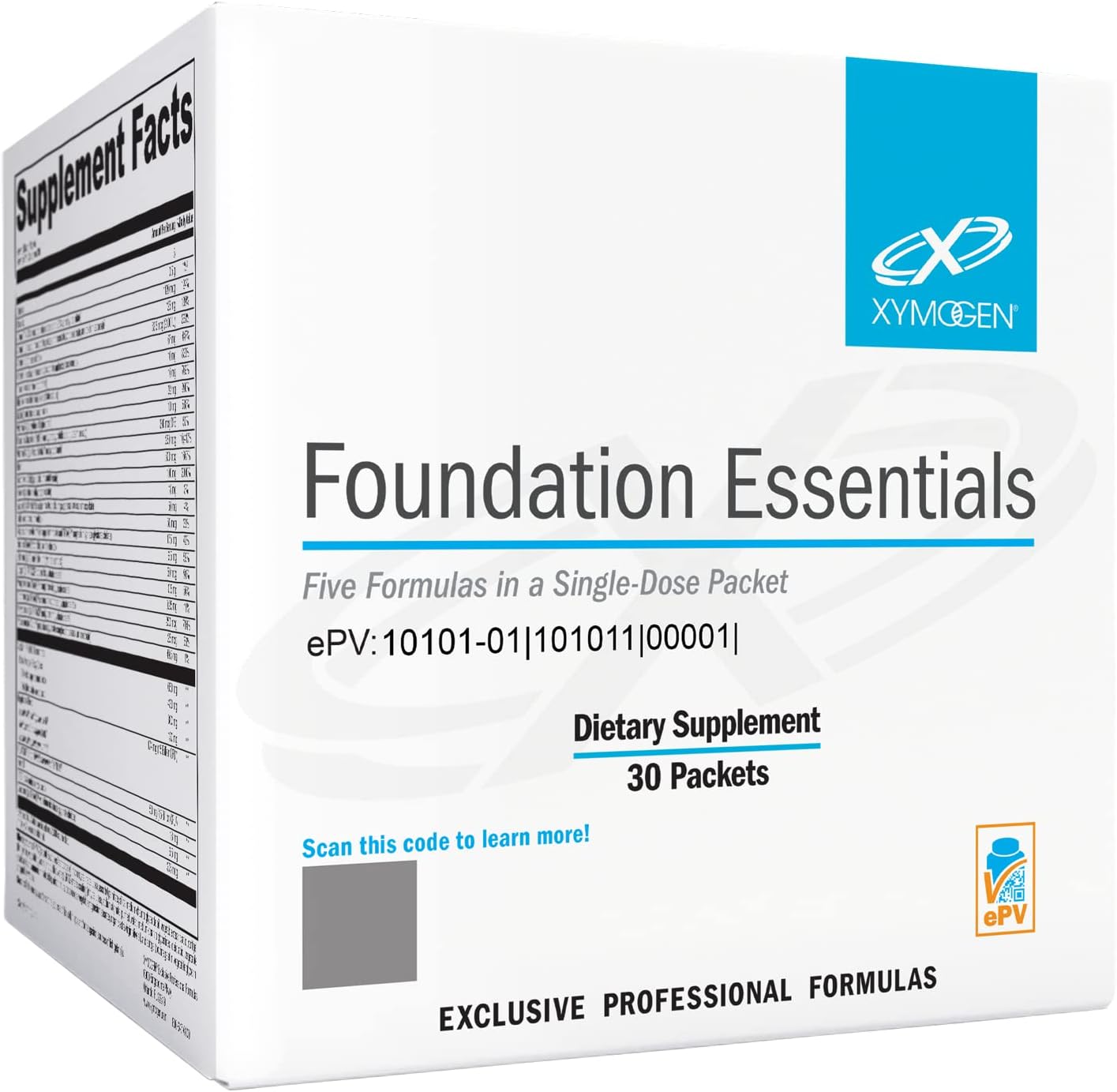 XYMOGEN Foundation Essentials - 5-Pack Probiotic, Multivitamin, Fish Oil, Magnesium + Vitamin D3 (30 Packets)