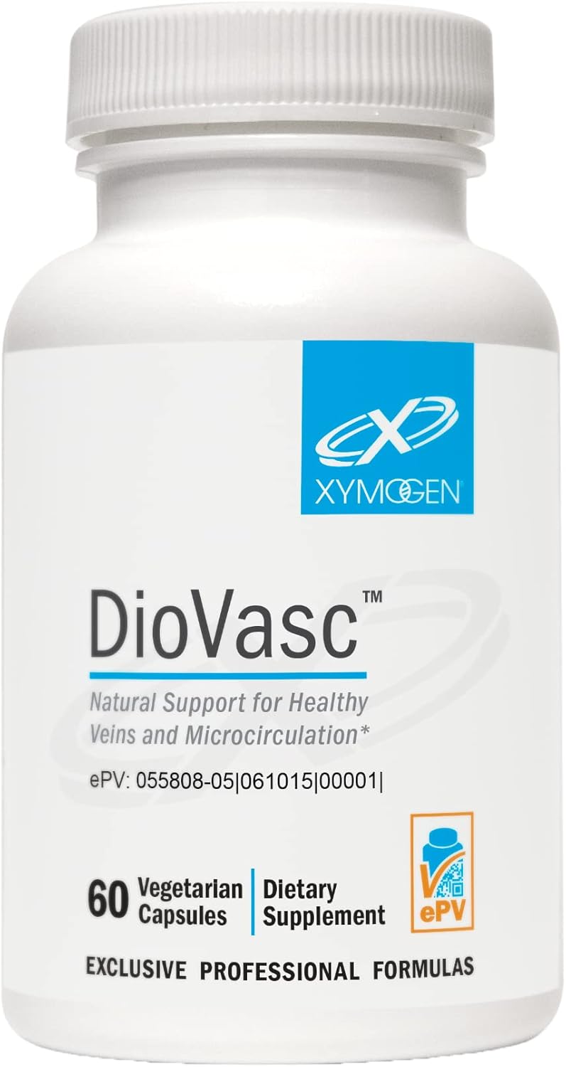 XYMOGEN NiaVasc 750 Sustained Release Niacin & DioVasc Support Bundle for Healthy Veins & Microcirculation