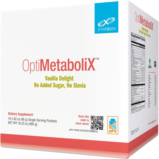 XYMOGEN OptiMetaboliX - Vegan Metabolism Supplement with B12, Folate, and Cinnamon - Vanilla Delight Flavor - Gluten-Free, No Sugar Added - 10 Servings