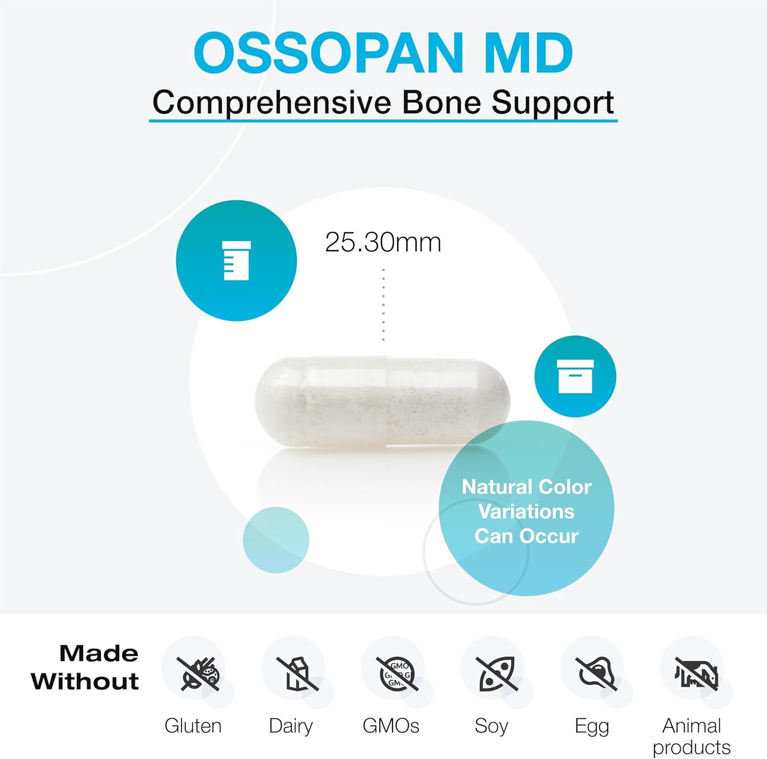 XYMOGEN Ossopan MD - Bone Strength & Health Support - Calcium Supplement with Microcrystalline Hydroxyapatite, Phosphorus, Vitamin D3, Magnesium Malate - 120 Capsules