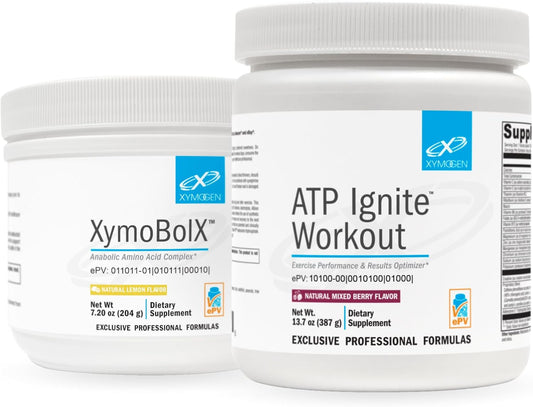 XYMOGEN XymBolX Lemon + ATP Ignite Workout Powder Bundle - Performance, Recovery, Energy Support (2 Bottles, 7.2oz + 13.7oz Each)