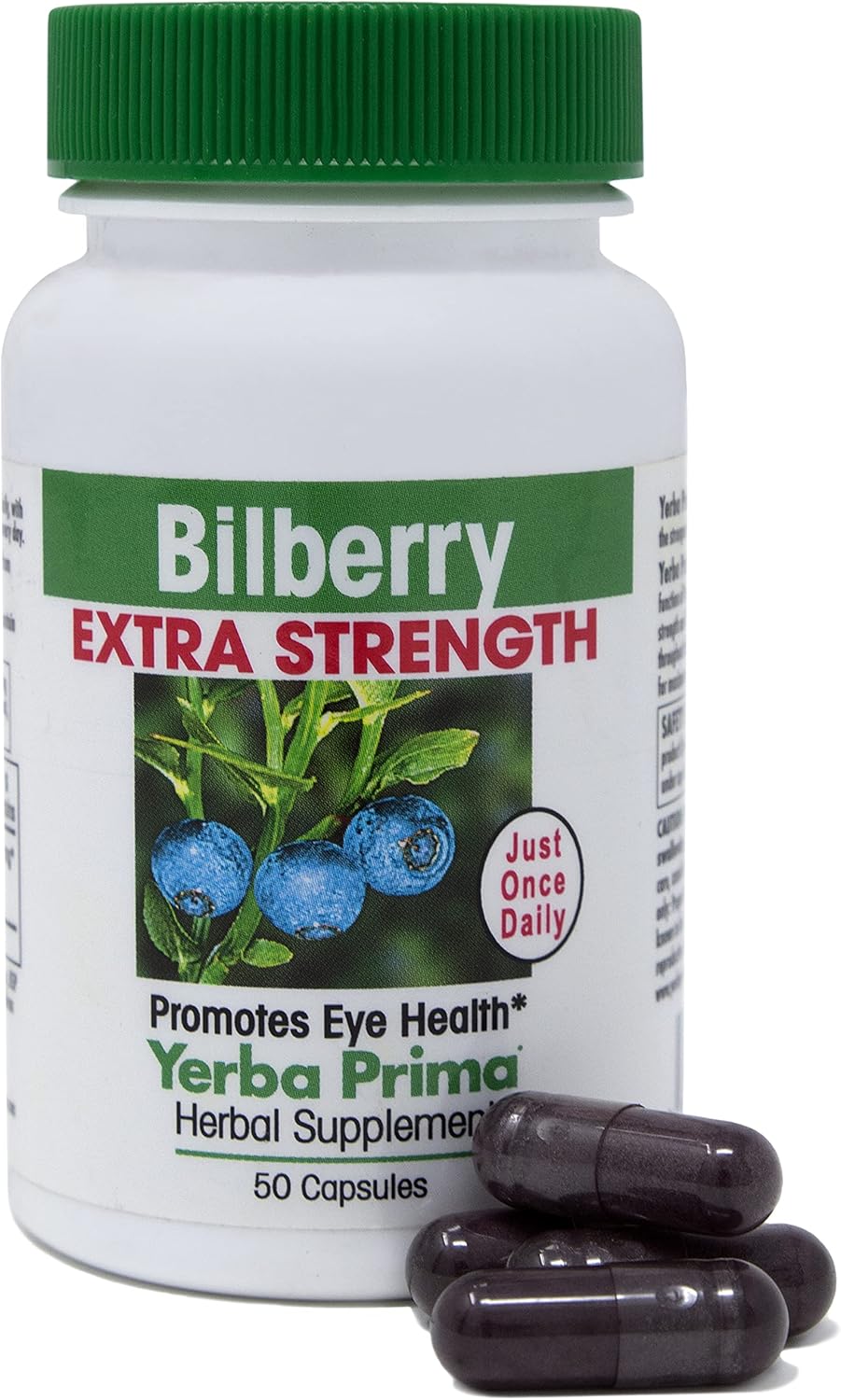 Yerba Prima Bilberry Extra Strength Capsules - Promotes Eye Health, Maximum Absorption, One Pill Daily, USA Made, Trusted Brand