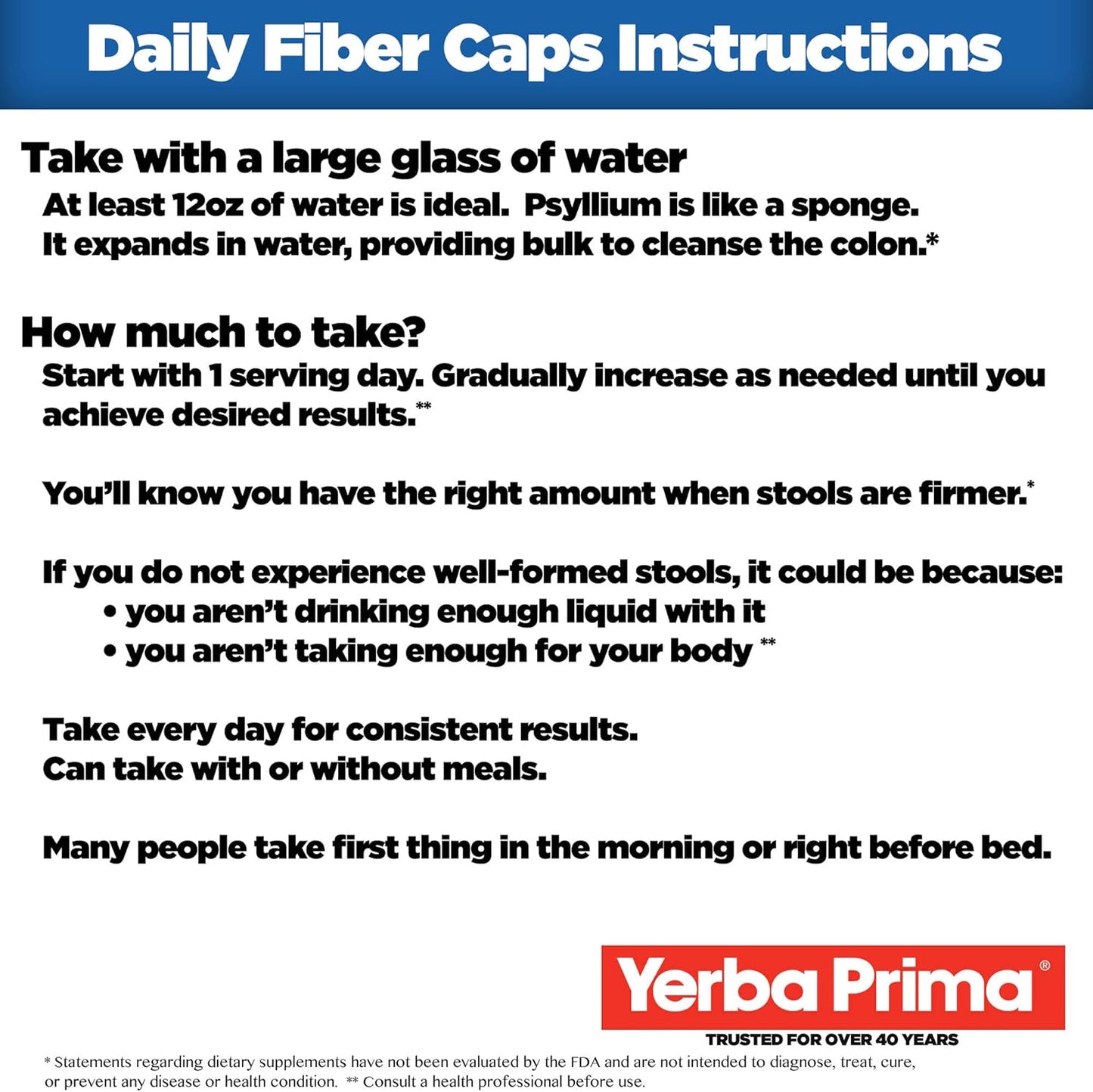 Yerba Prima Daily Fiber Caps Formula 800 Capsules - Psyllium Seed Husks, Acacia Gum, Apple Fiber Supplement Pack