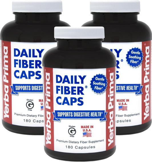 Yerba Prima Daily Fiber Capsules (540 Caps) - Soluble Dietary Fiber Supplement for Colon Cleanse, Gut Health, and Constipation Relief - Vegan, Non-GMO, Gluten-Free