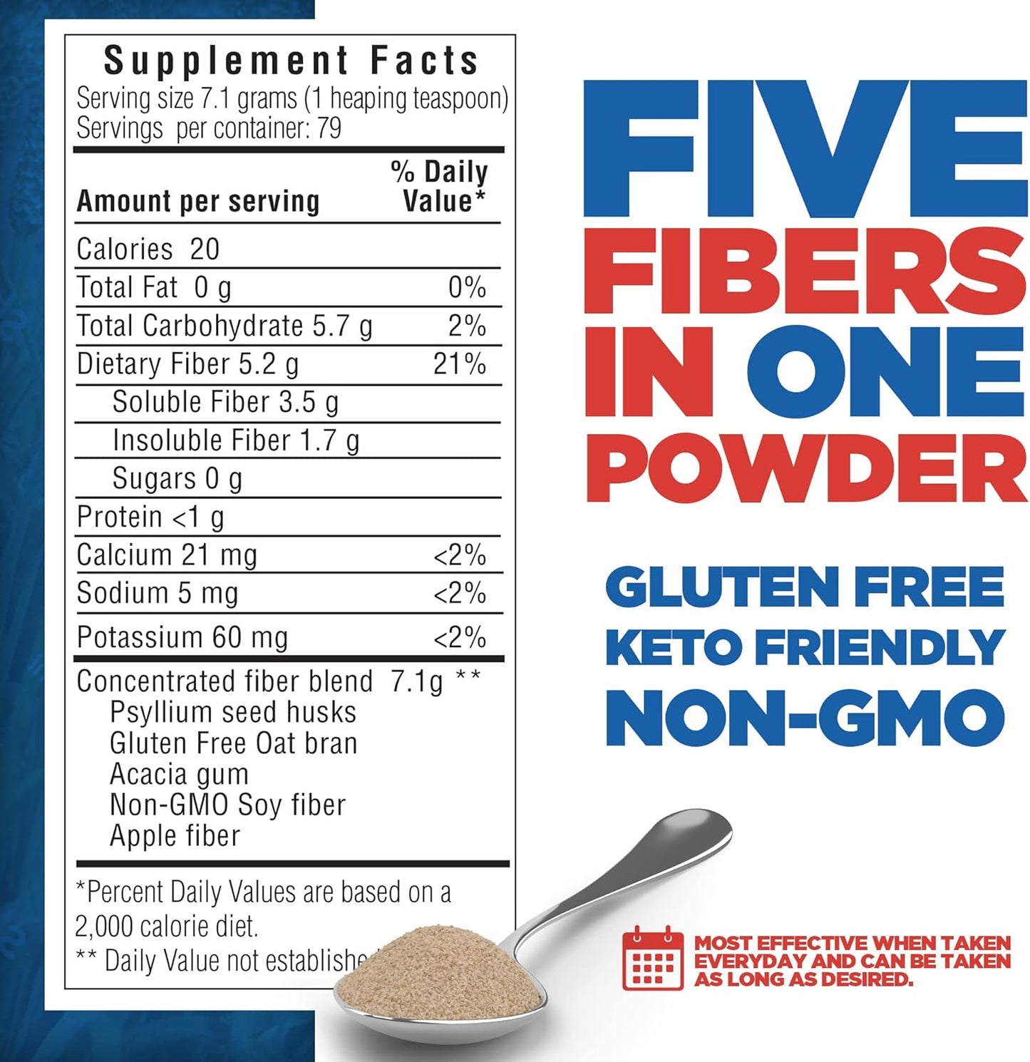 Yerba Prima Daily Fiber Formula 20 oz Powder Pack of 2 Unflavored Concentrated Blend Psyllium Seed Husks Acacia Gum Apple Fiber Supplement - Colon Cleanser for Regularity