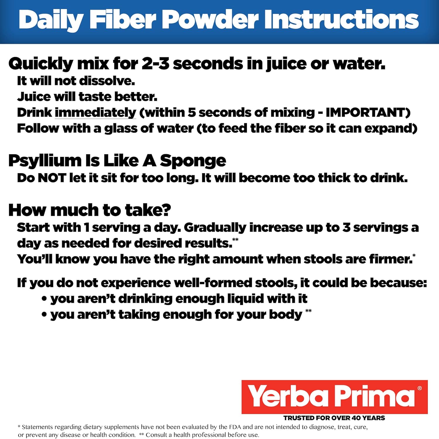Yerba Prima Daily Fiber Formula 20 oz Powder Pack of 2 Unflavored Concentrated Blend Psyllium Seed Husks Acacia Gum Apple Fiber Supplement - Colon Cleanser for Regularity
