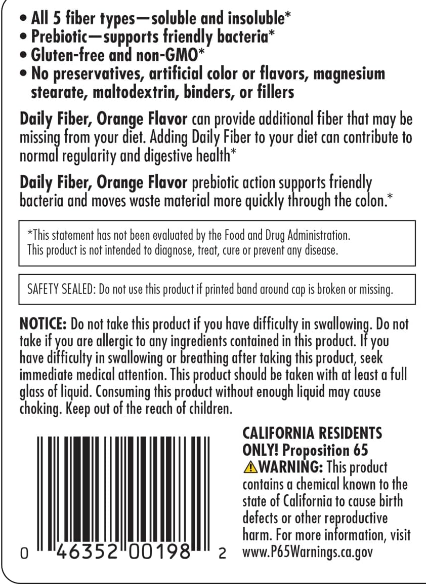 Yerba Prima Daily Fiber Formula 32 oz (2 Pack) - Premium Non-GMO Orange Fiber Supplement, Gluten Free, USA Made