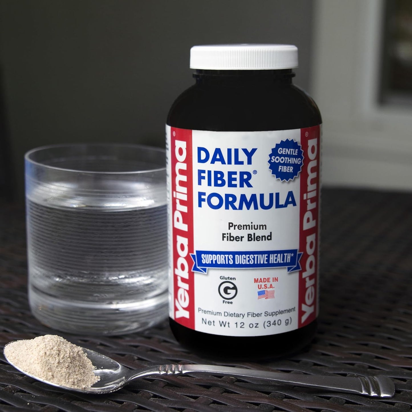 Yerba Prima Daily Fiber Formula Powder - 12 oz - Vegan Digestive Support Supplement with Soluble & Insoluble Fiber - Non-GMO & Gluten-Free