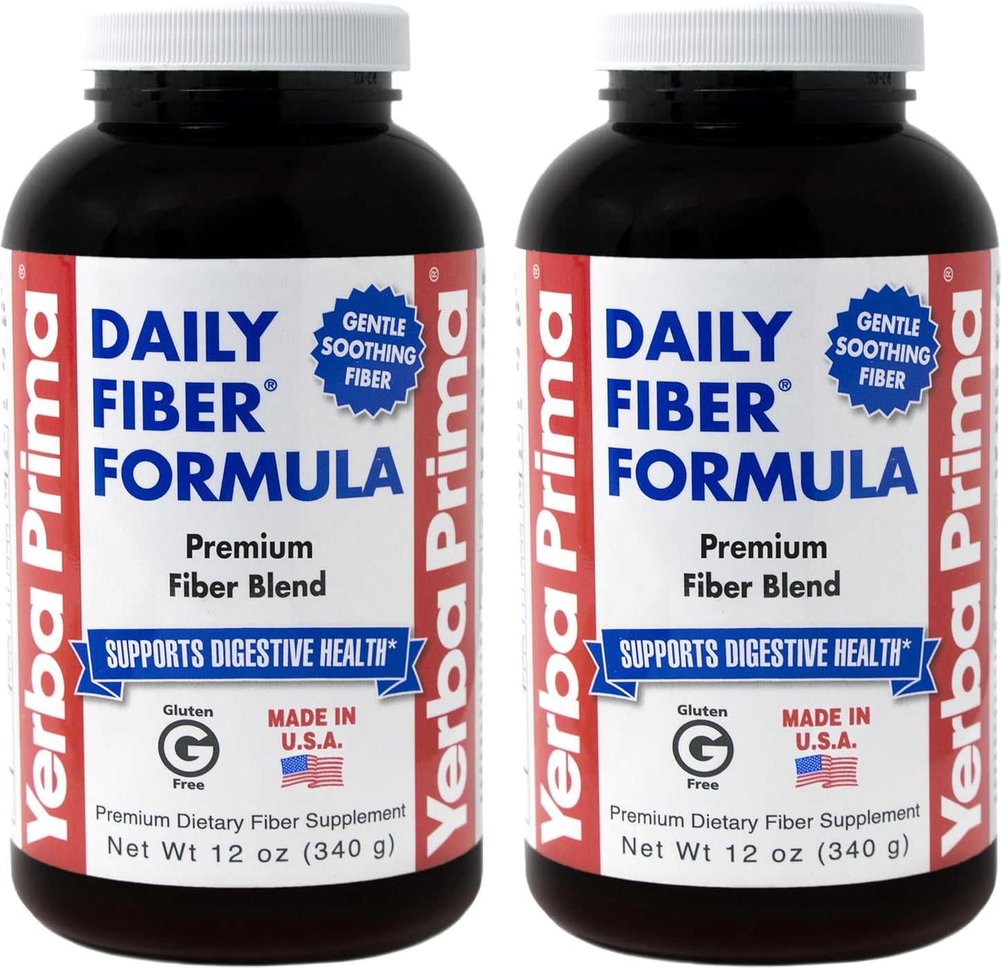 Yerba Prima Daily Fiber Formula Powder - 24 oz Total - Soluble & Insoluble Fiber Supplement for Colon Cleanse and Gut Health - Vegan, Non-GMO, Gluten-Free