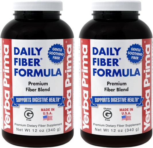 Yerba Prima Daily Fiber Formula Powder - 24 oz Total - Soluble & Insoluble Fiber Supplement for Colon Cleanse and Gut Health - Vegan, Non-GMO, Gluten-Free