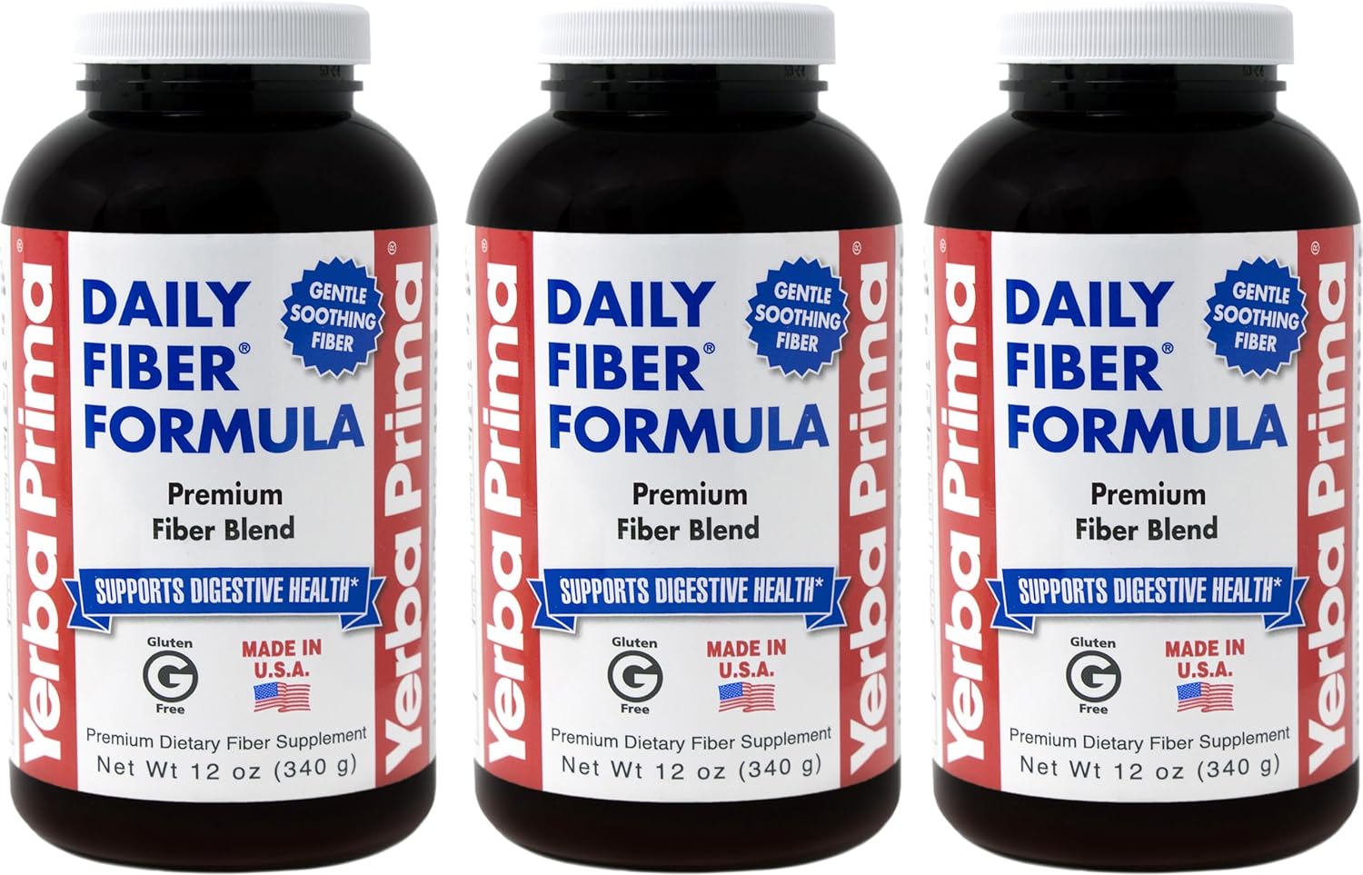 Yerba Prima Daily Fiber Formula Powder - 36 oz Total - Soluble & Insoluble Fiber Supplement for Colon Cleanse - Vegan, Non-GMO, Gluten-Free