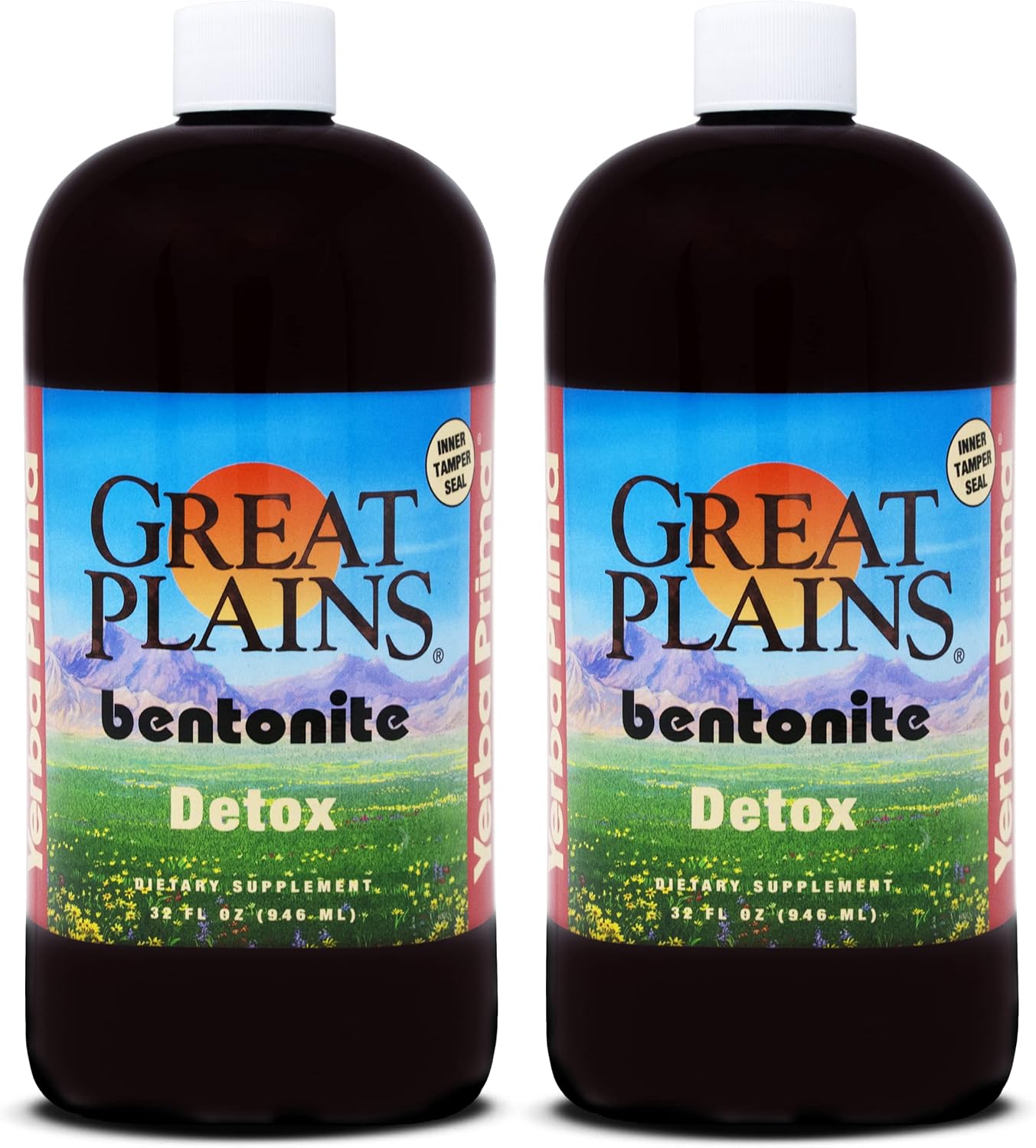 Yerba Prima Great Plains Bentonite Liquid Clay Cleanse Supplement - 64 oz (2 Pack)