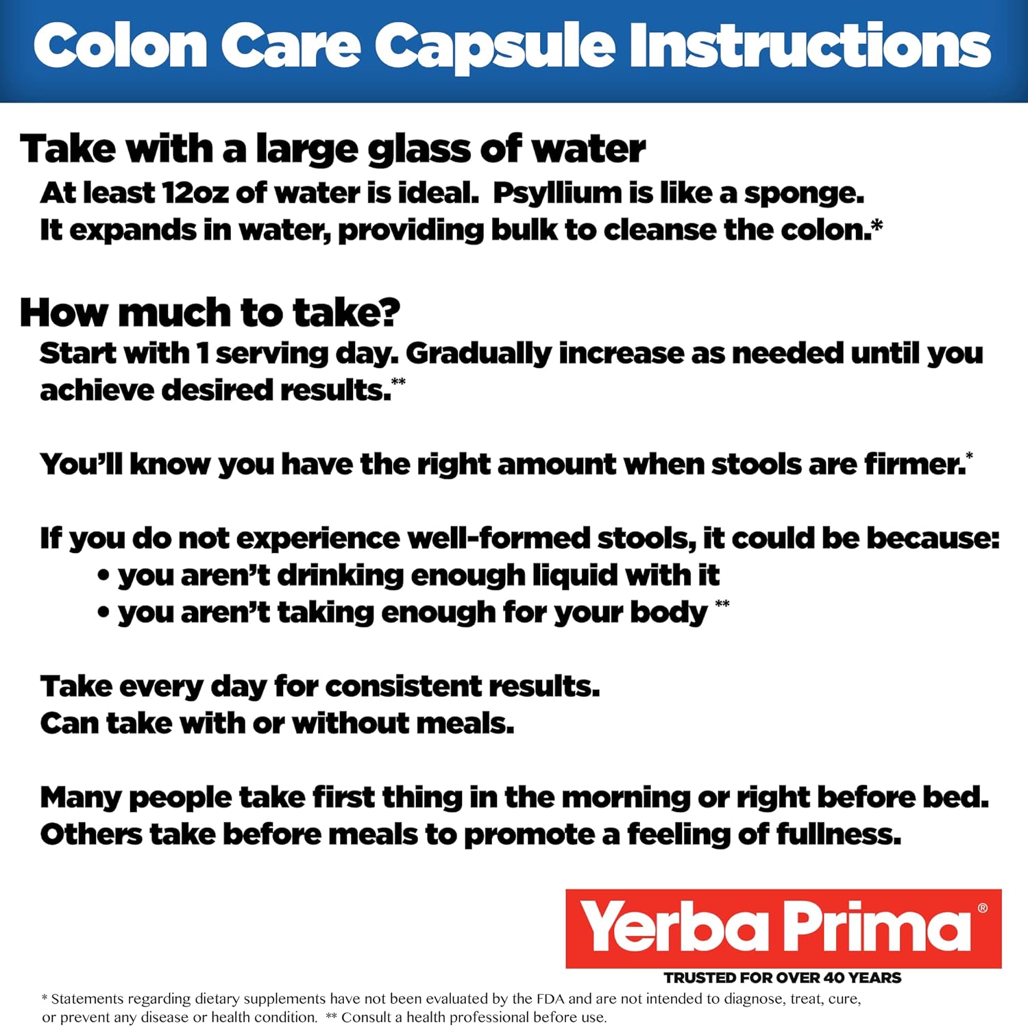 Yerba Prima Prebiotic Colon Care Capsules - Non-GMO, Keto Friendly (2 Pack, 180 Capsules)
