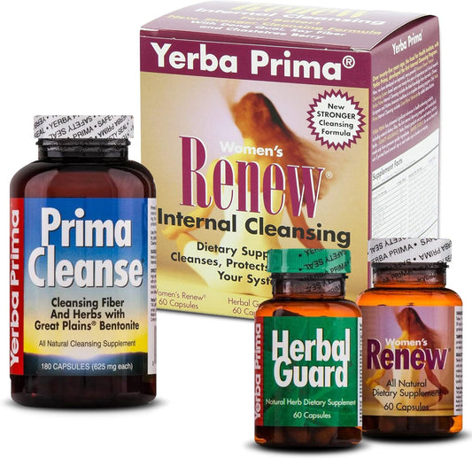 Yerba Prima Women's Renew Internal Cleansing Program - 30 Day Kit with 3 Bottles - Detox Cleanse for Women's Health