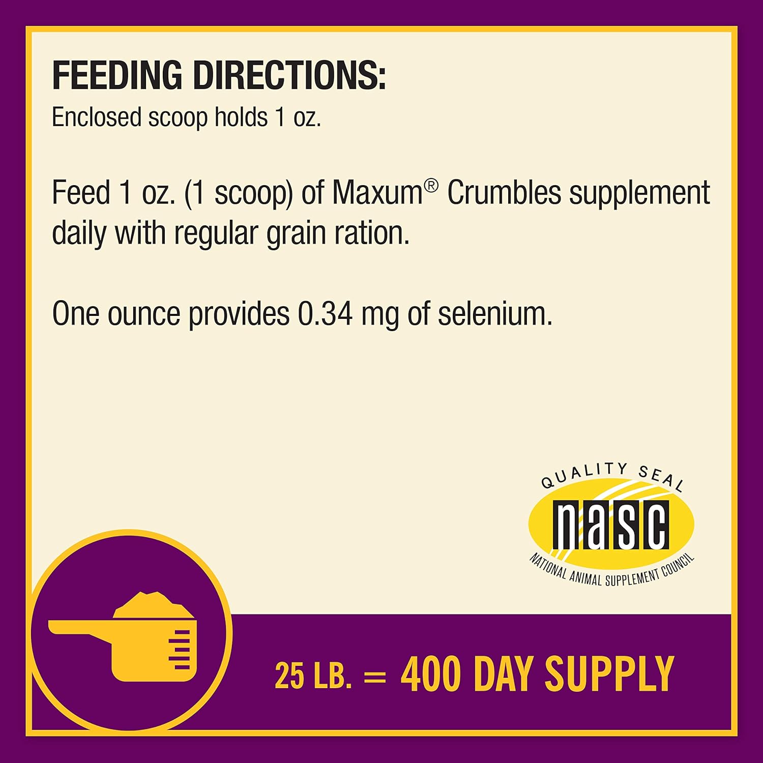 YFCACT Horse Health Maxum Crumbles Concentrated Feed Supplement - 25 lb - Provides Essential Nutrients for Equine Athletes