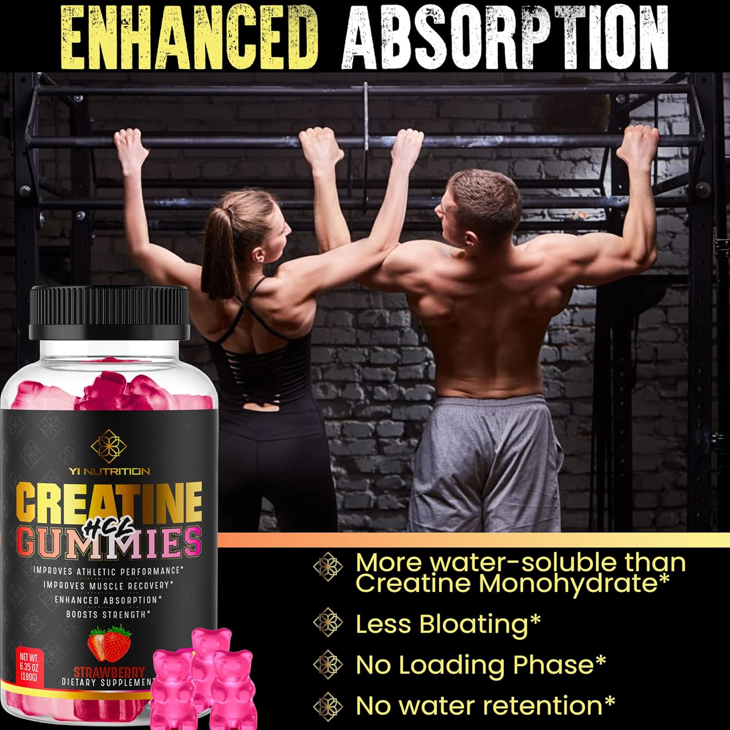 Yi Nutrition Creatine HCL Gummy - Innovative Pre-Workout Gummies with Creatine HCL