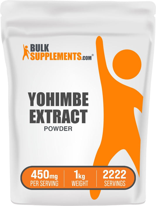 Yohimbe Extract Powder - Herbal Supplement, Gluten Free, 450mg per Serving - 1kg (2.2 lbs) Pack - Bulk Yohimbe Bark Supplements
