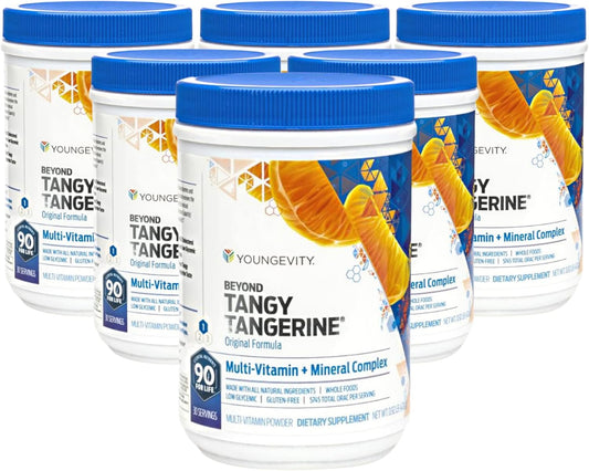 Youngevity Beyond Tangy Tangerine Original Formula 6 Pack - Natural Whole Foods Multi-Vitamin Mineral Complex with 5,745 ORAC